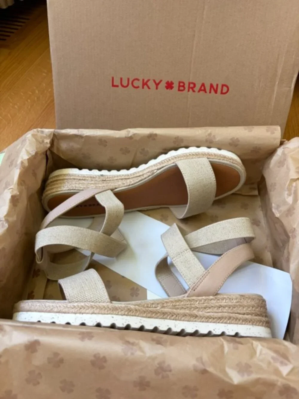 Lucky Brand LK-Thimba Wedge Sandals 8.5 Natural Smoke/Grey